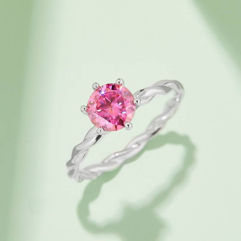 直臂藤蔓S925银镀白金MoissaniteWomen's Ring1ctD级